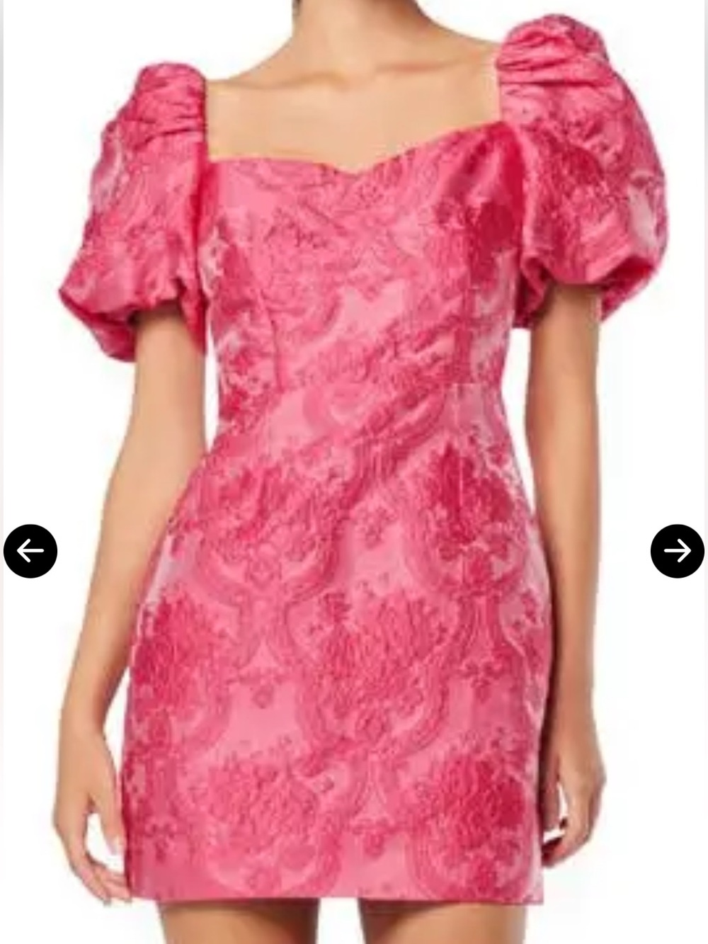Elliatt Hot Pink Floral Jacquard Puff-Sleeve Mini Dress Medium